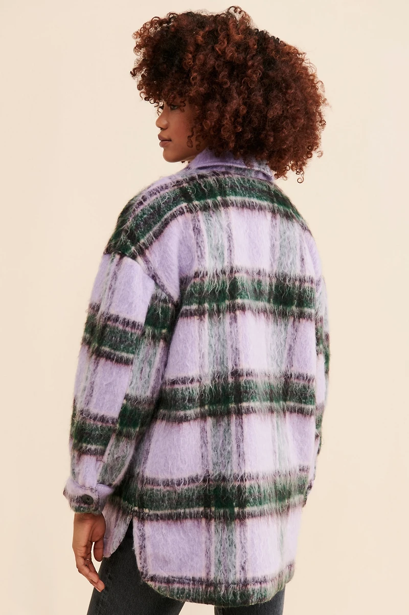 Grey Lab Oversized Plaid Shirt Jacket