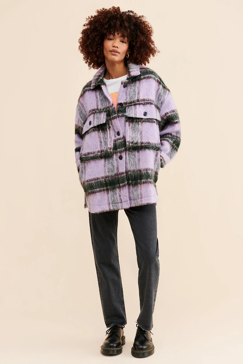 Grey Lab Oversized Plaid Shirt Jacket