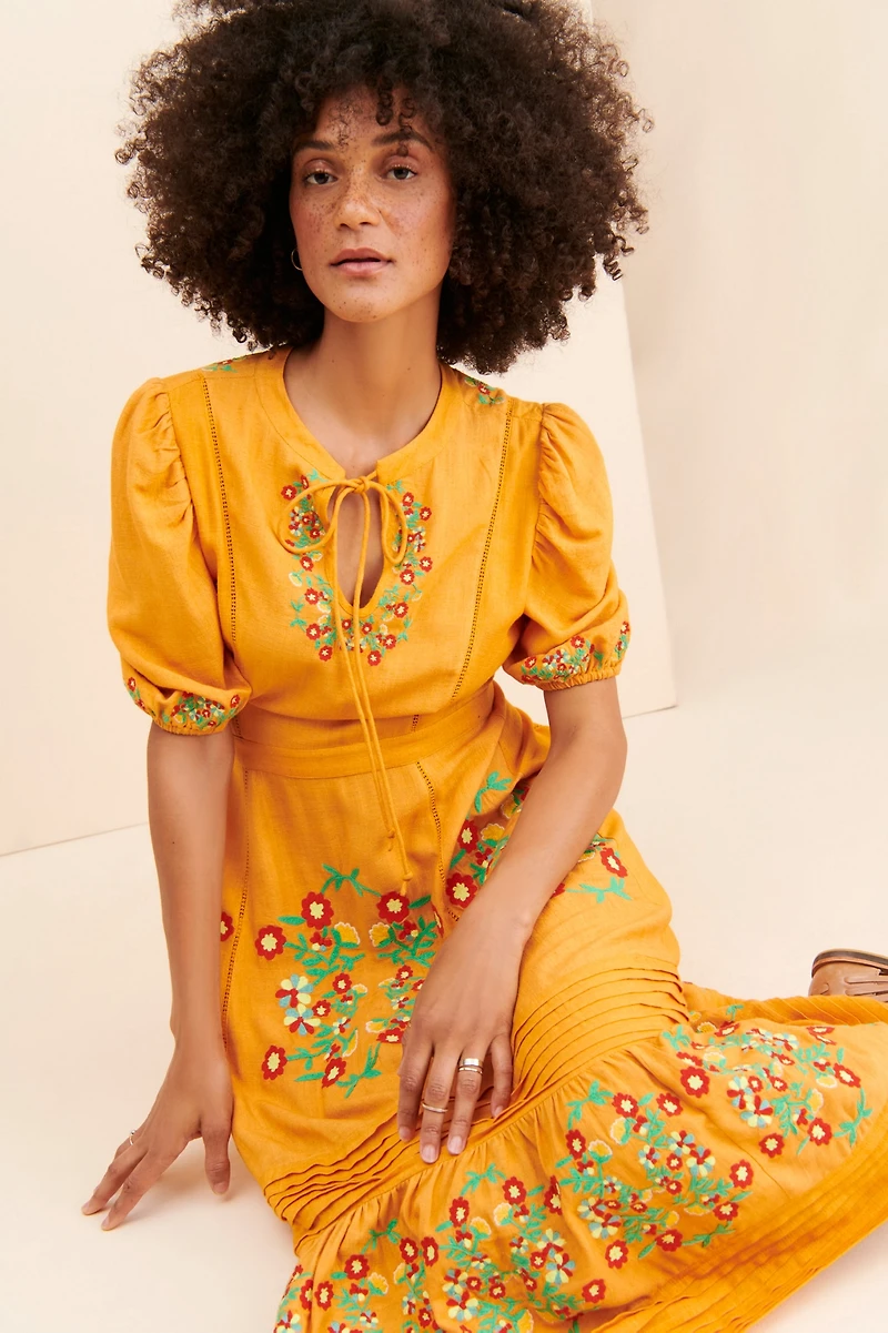 Ollari Dori Floral Midi Dress