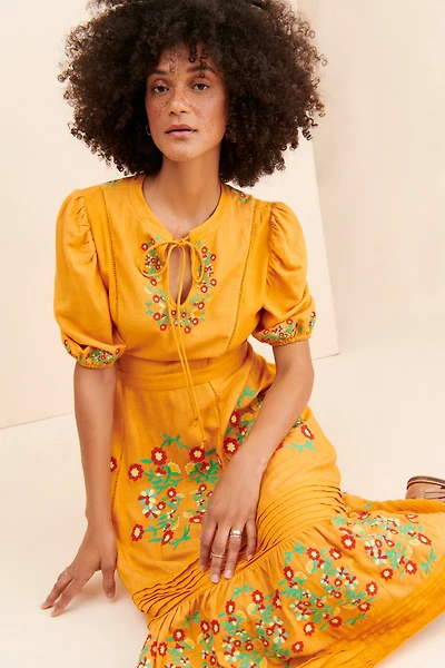 Ollari Dori Floral Midi Dress