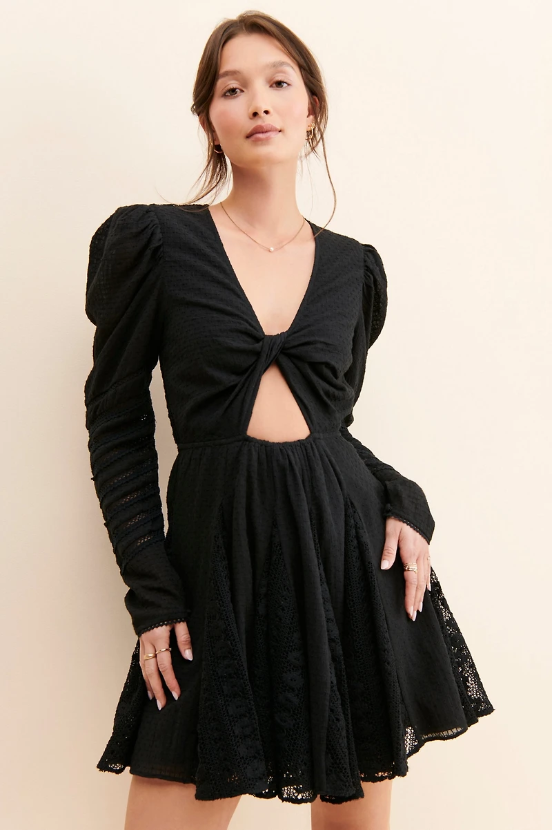 Hemant & Nandita Lace Twist Front Mini Dress