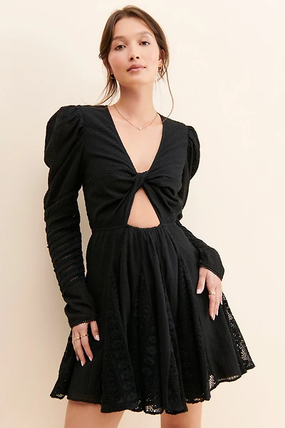 Hemant & Nandita Lace Twist Front Mini Dress