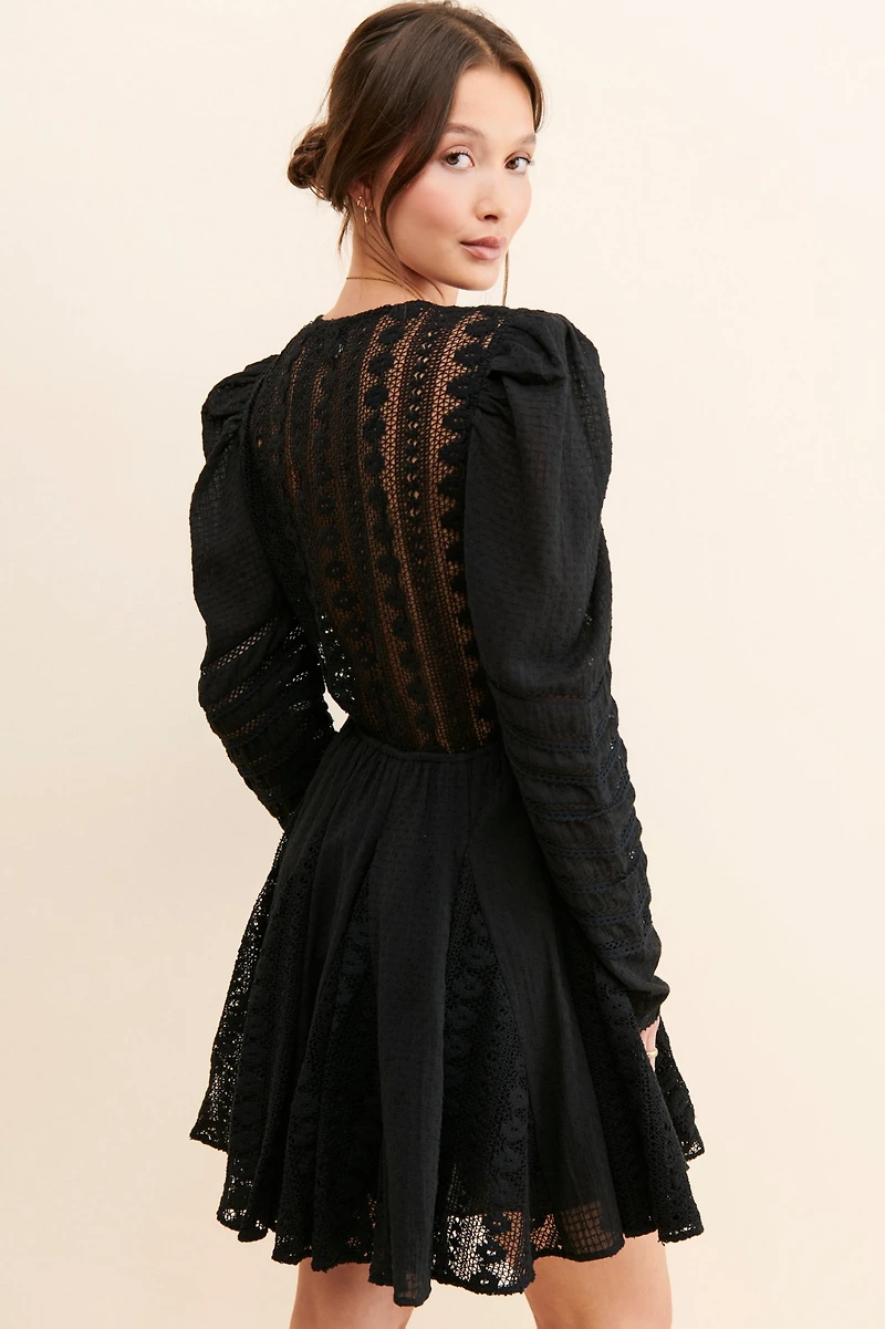Hemant & Nandita Lace Twist Front Mini Dress