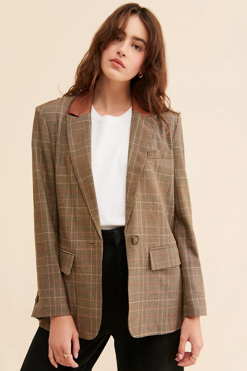 BB Dakota Audrey Plaid Blazer