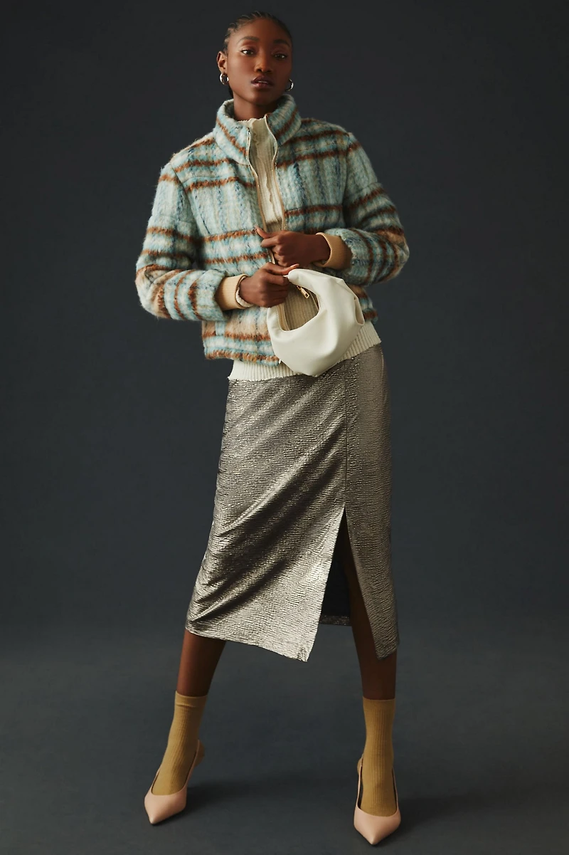 Brushed Plaid Puffer Jacket