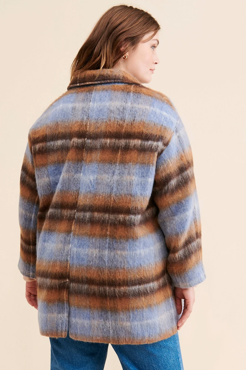 Greylin Brushed Plaid Relaxed Coat
