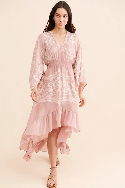 Especia Embroidered Ruffle Dress