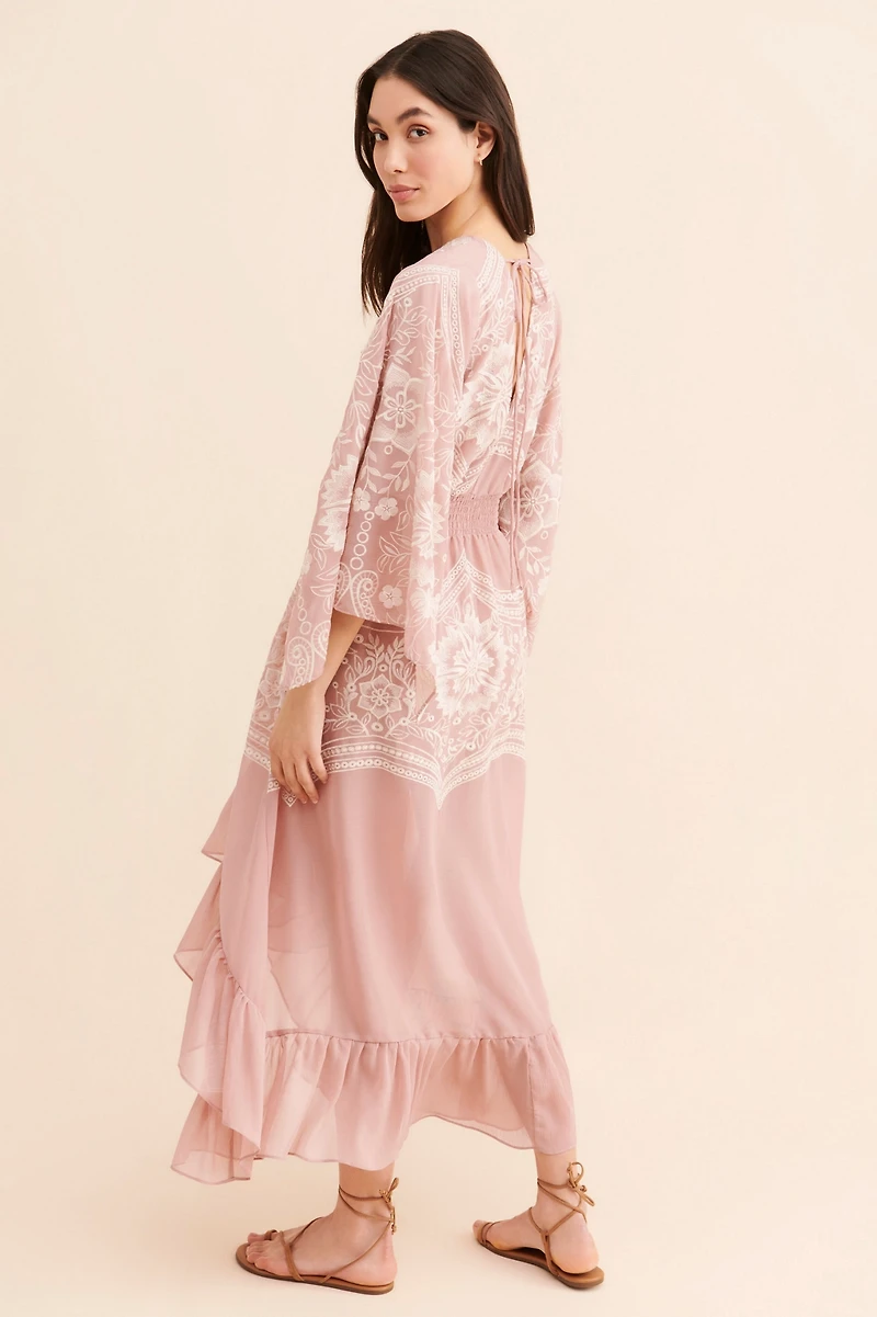 Especia Embroidered Ruffle Dress