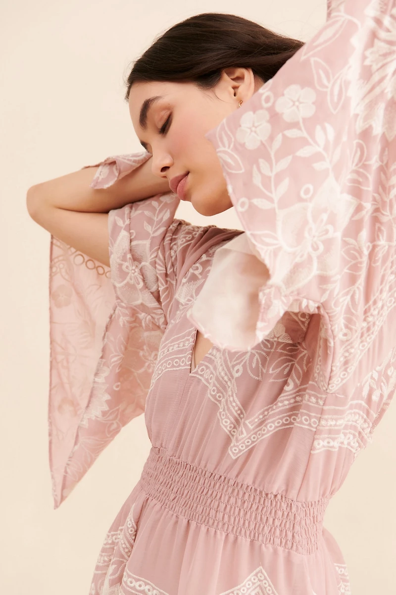 Especia Embroidered Ruffle Dress
