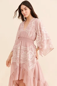 Especia Embroidered Ruffle Dress