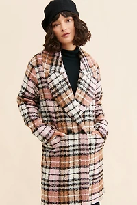 Bernardo Plaid Double Breasted Coat