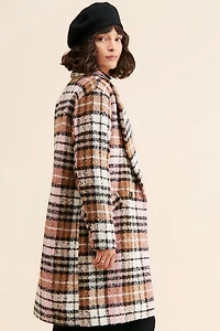 Bernardo Plaid Double Breasted Coat