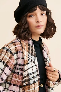 Bernardo Plaid Double Breasted Coat