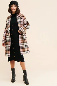 Bernardo Plaid Double Breasted Coat