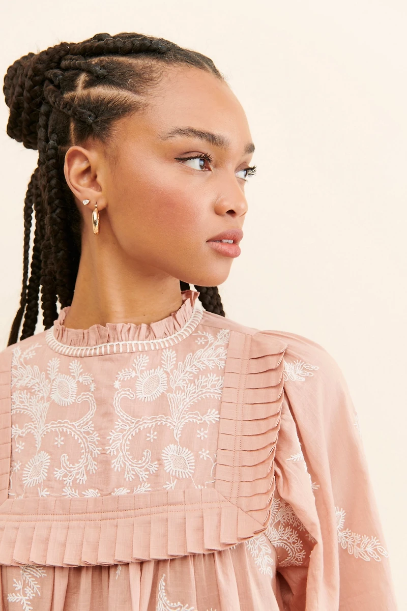 Let Me Be Embroidered Collared Mini Dress