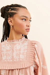 Let Me Be Embroidered Collared Mini Dress