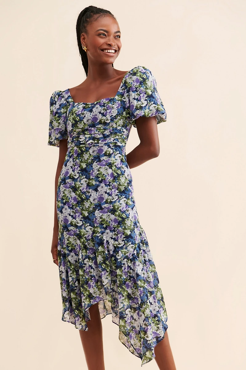 ASTR the Label Asymmetrical Floral Midi Dress