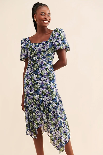 ASTR the Label Asymmetrical Floral Midi Dress
