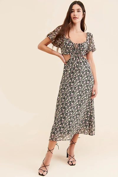 ASTR the Label Ruffle Cutout Midi Dress