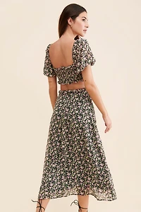 ASTR the Label Ruffle Cutout Midi Dress