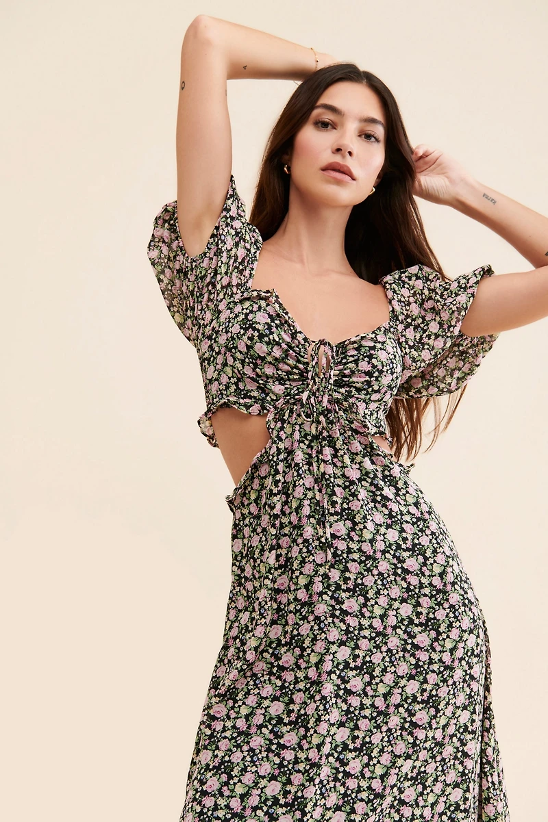 ASTR the Label Ruffle Cutout Midi Dress