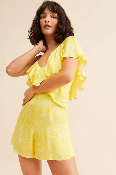 Corey Lynn Calter One-Shoulder Ruffle Romper