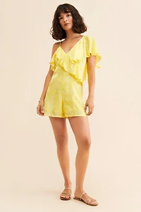 Corey Lynn Calter One-Shoulder Ruffle Romper