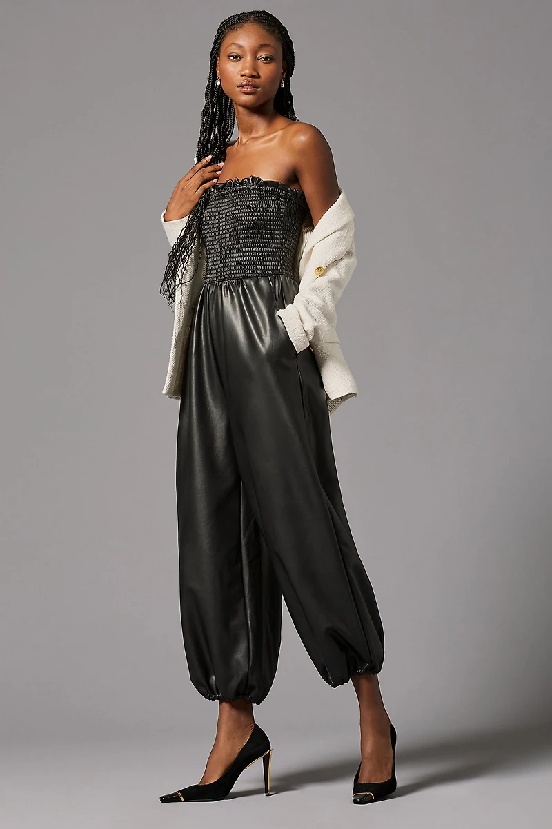 Faux Leather Balloon Jumpsuit