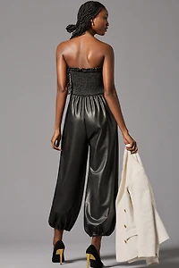 Faux Leather Balloon Jumpsuit