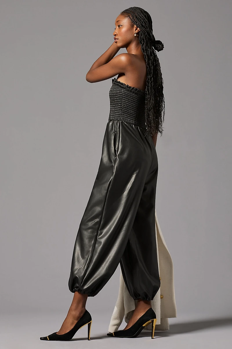 Faux Leather Balloon Jumpsuit