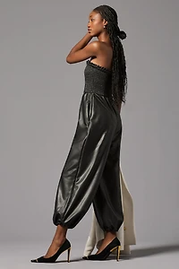 Faux Leather Balloon Jumpsuit