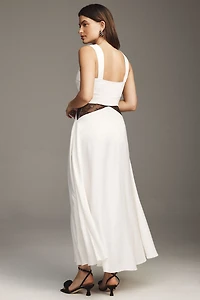 BHLDN Sweetheart Silky Satin Lace Cutout A-Line Gown