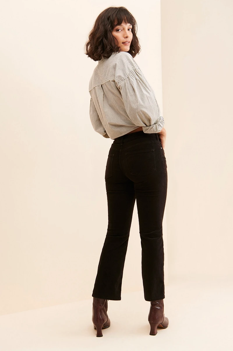 Pilcro Yaya Mid-Rise Crop Flare Corduroy Jeans