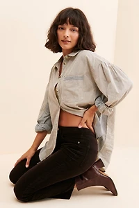 Pilcro Yaya Mid-Rise Crop Flare Corduroy Jeans