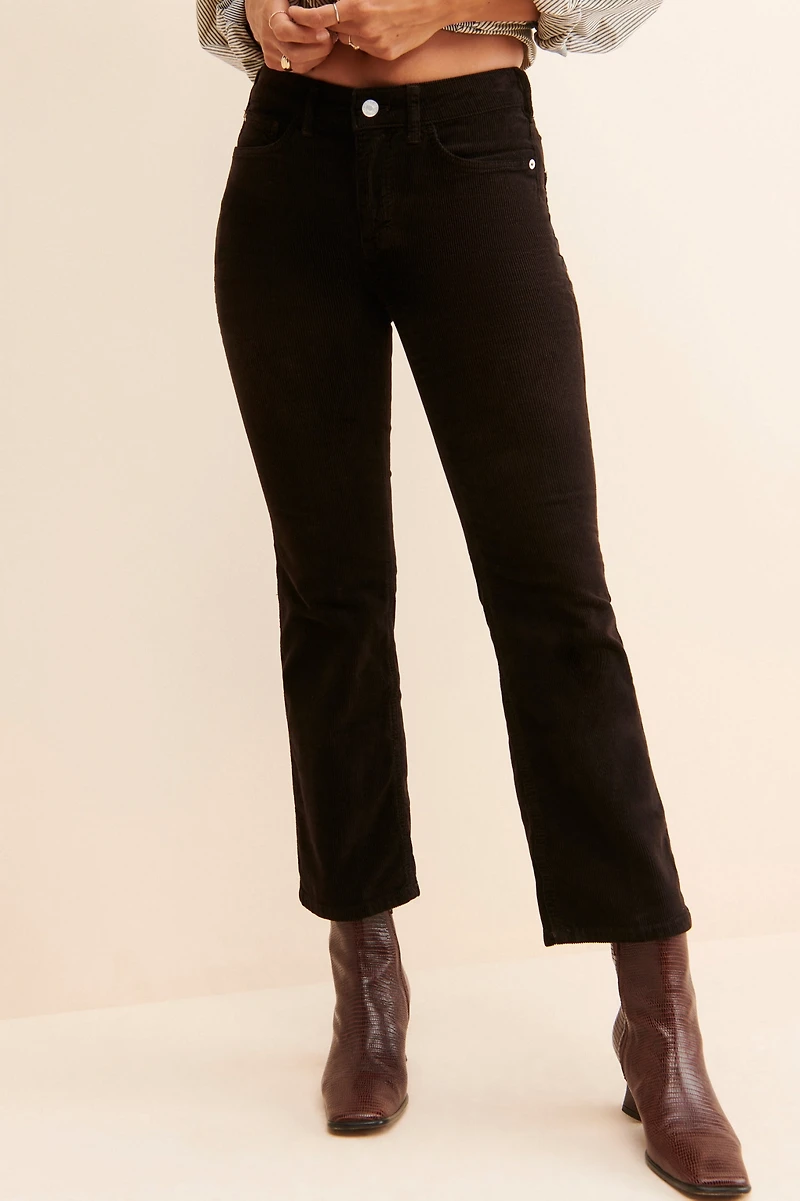 Pilcro Yaya Mid-Rise Crop Flare Corduroy Jeans