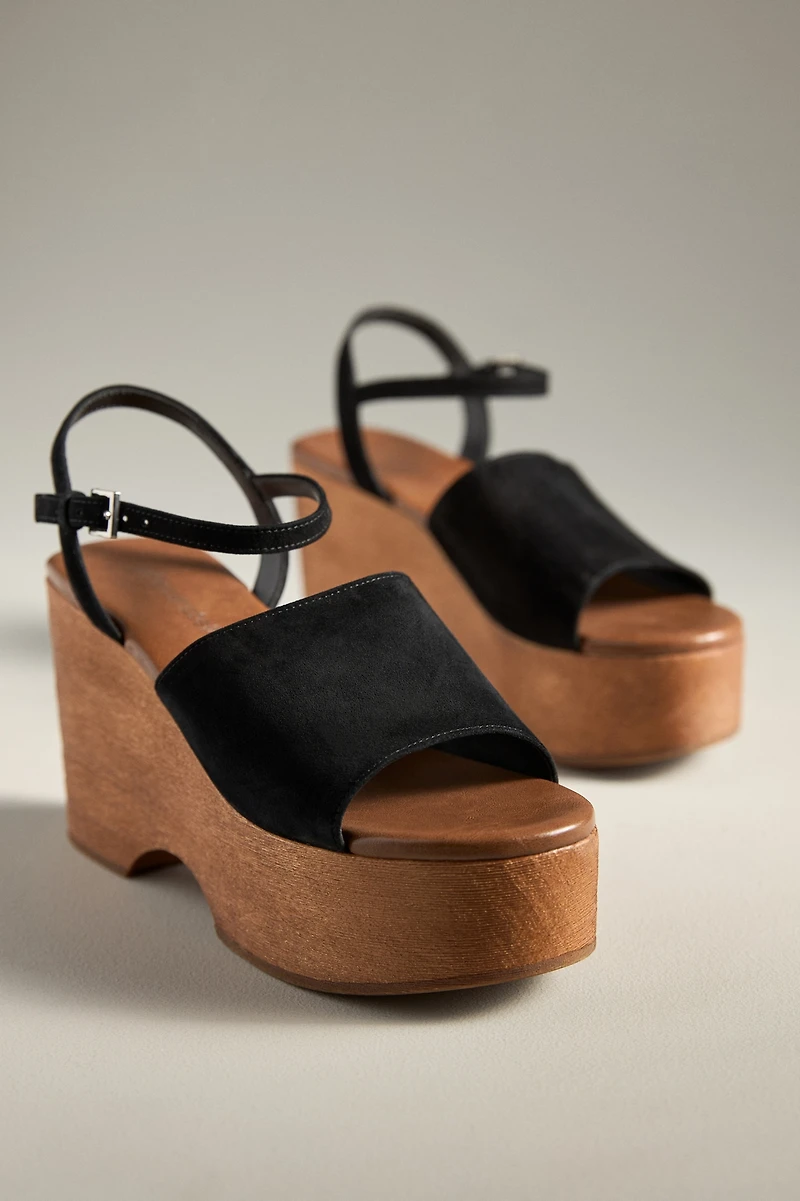 Jeffrey Campbell On Deck Wooden Wedge Platform Sandals