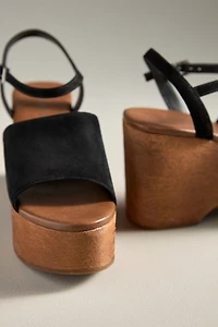 Jeffrey Campbell On Deck Wooden Wedge Platform Sandals