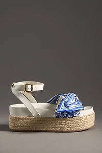 Farm Rio Scarf Raffia Platform Sandals