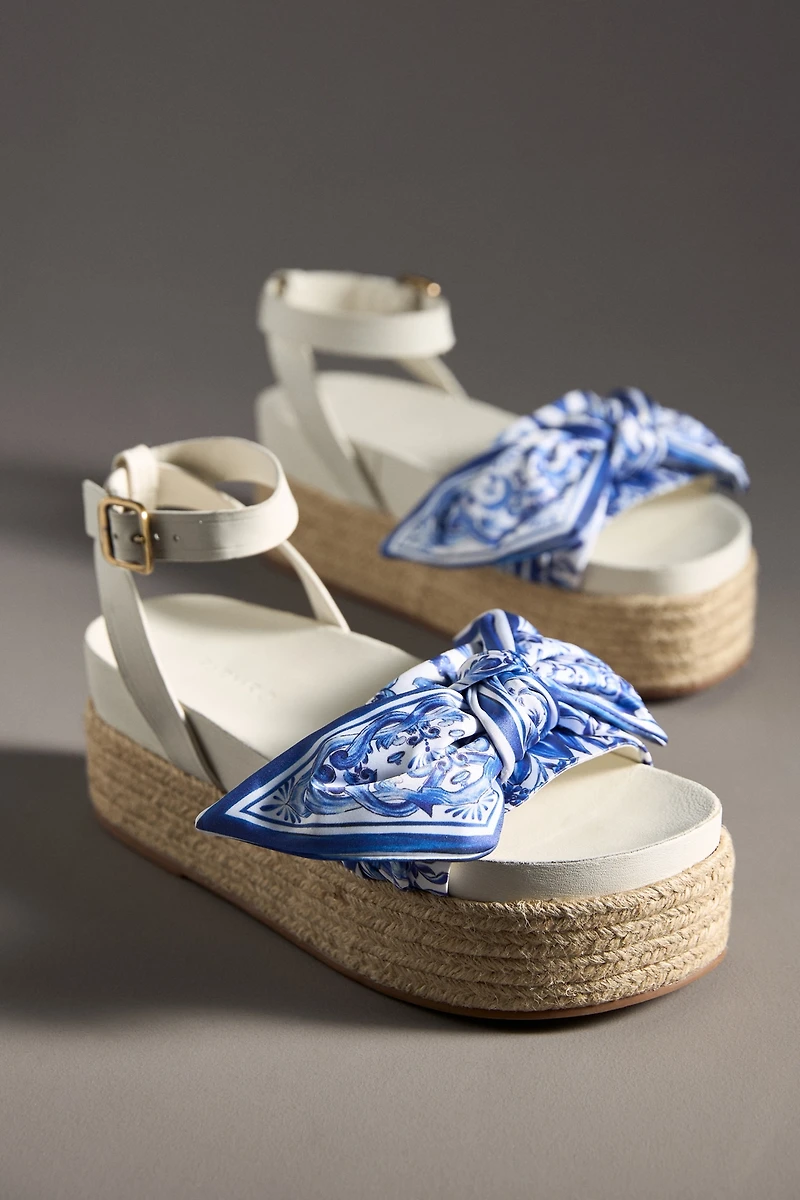 Farm Rio Scarf Raffia Platform Sandals