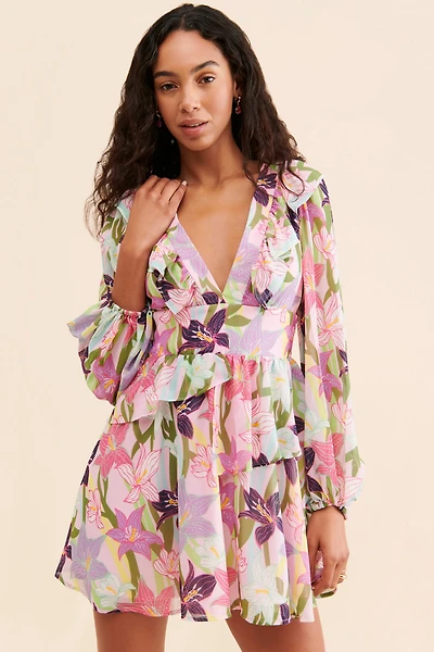 Hutch Floral Printed Ruffled Mini Dress