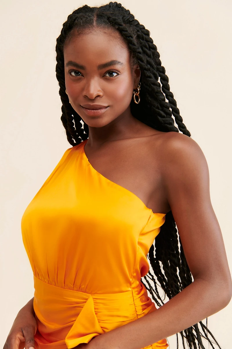 Greylin Ariel Draped One-Shoulder Dress