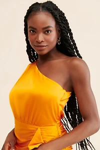 Greylin Ariel Draped One-Shoulder Dress