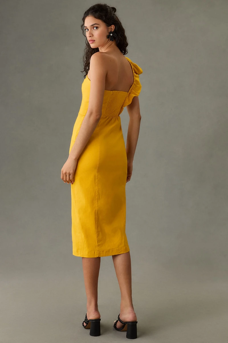 Ruffle One-Shoulder Slim Dress