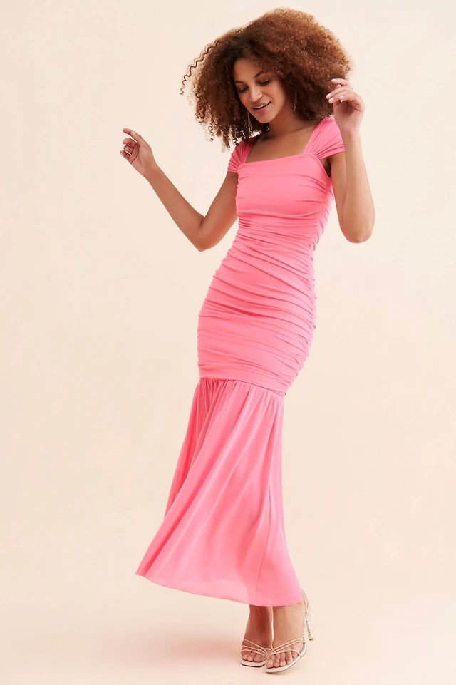 chinese dress ladies Leset Ari Scoop Neck Maxi Dress in Black in Crepe