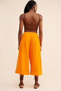 Maeve Linen Pleat-Front Wide-Leg Culottes