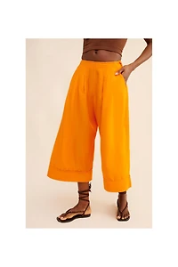 Maeve Linen Pleat-Front Wide-Leg Culottes