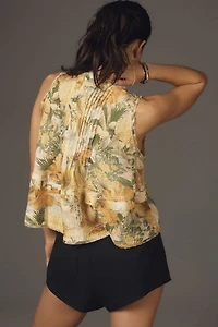 Pilcro Raw-Edge Linen Swing Tank