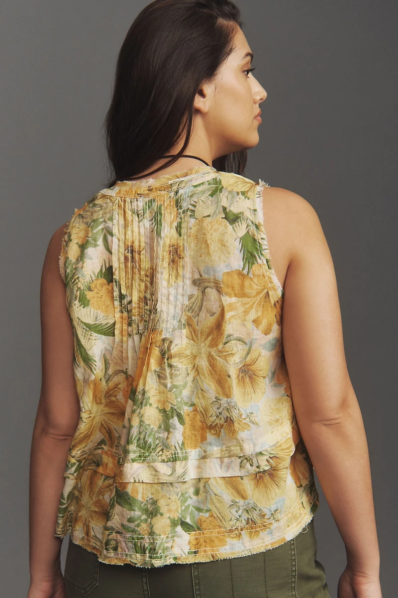 Pilcro Raw-Edge Linen Swing Tank