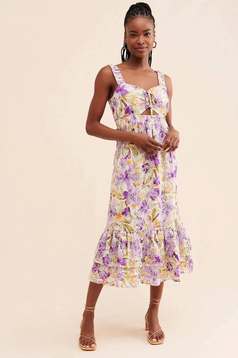 Adelyn Rae Kathleena Eyelet Midi Dress