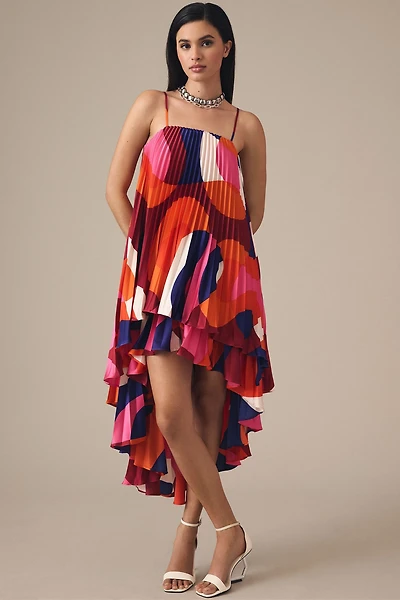 Hutch Tiered High-Low Pleated Dress